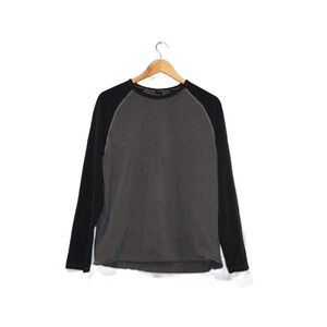 GAP Men's Long Sleeve Baseball T Shirt Gray Black Size Large